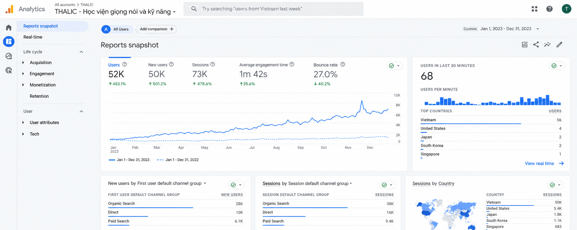 Thalic Voice website analytics performance